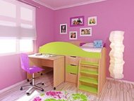 Кровать детская Караван 1 Детская кровать, материал МДФ, комплектуется выдвижным столиком для творчества, кроватью, выдвижные ящики и встроенный шкафч, Набережные Челны - Детская мебель